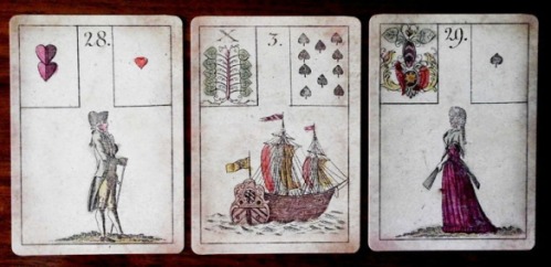 Three Game of Hope cards: the Gentleman, the Ship, and the Lady
